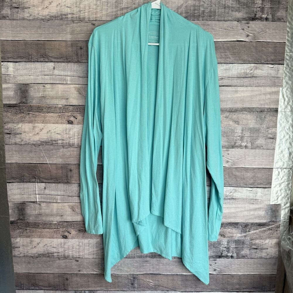 Coolibar Women's Cardigan XXL Marietas Sun Wrap Blue Open Front 50+ UPF